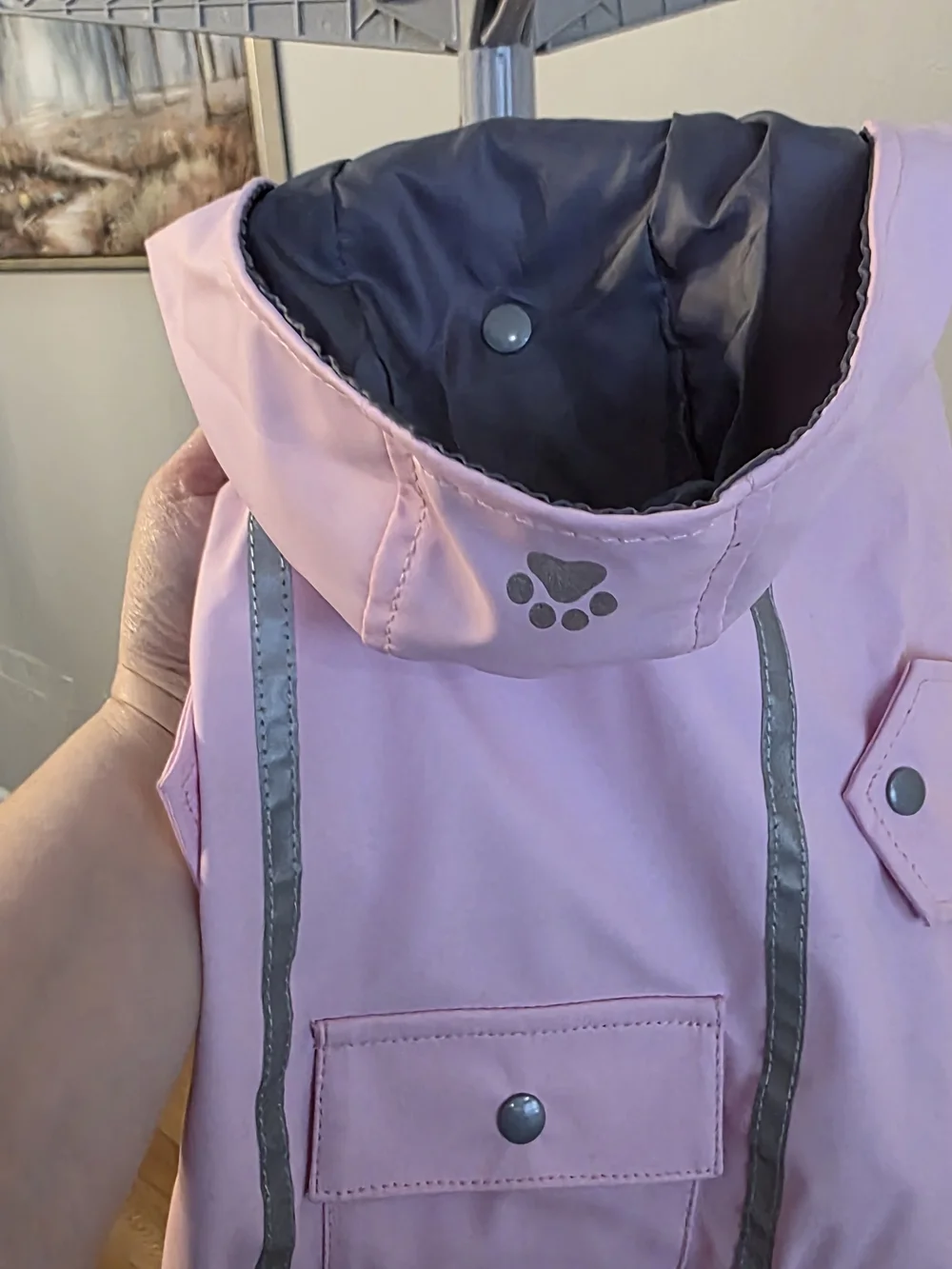 Hooded Dog Raincoat with Reflective Trim